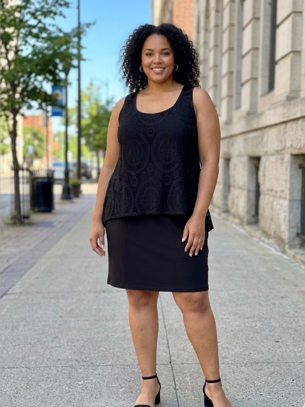 Laura Plus Black Women's Black Layered Dress